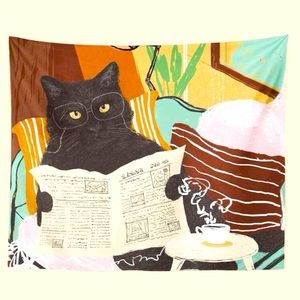 BOGO ALL TAPESTRIES Cat tapestry flag wall art poster size reading newspaper